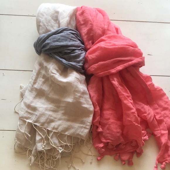 Lot of 2 J.Crew Linen Blend Scarves / Shawls